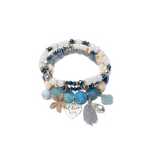 Bracelet de printemps personnalisé bracelet à breloques en perles de pierre mélange pendentif gland bracelet pour femmes